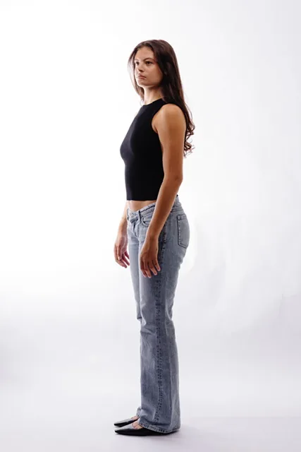 Full-length profile portrait